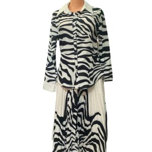 Black and white striped full dress