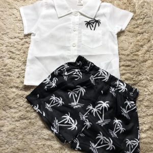 Black and white beach shirt and shorts